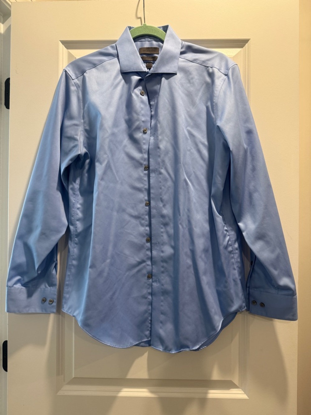 ck Calvin Klein Slim-Fit Blue Dress Shirt, Size 15 1/2